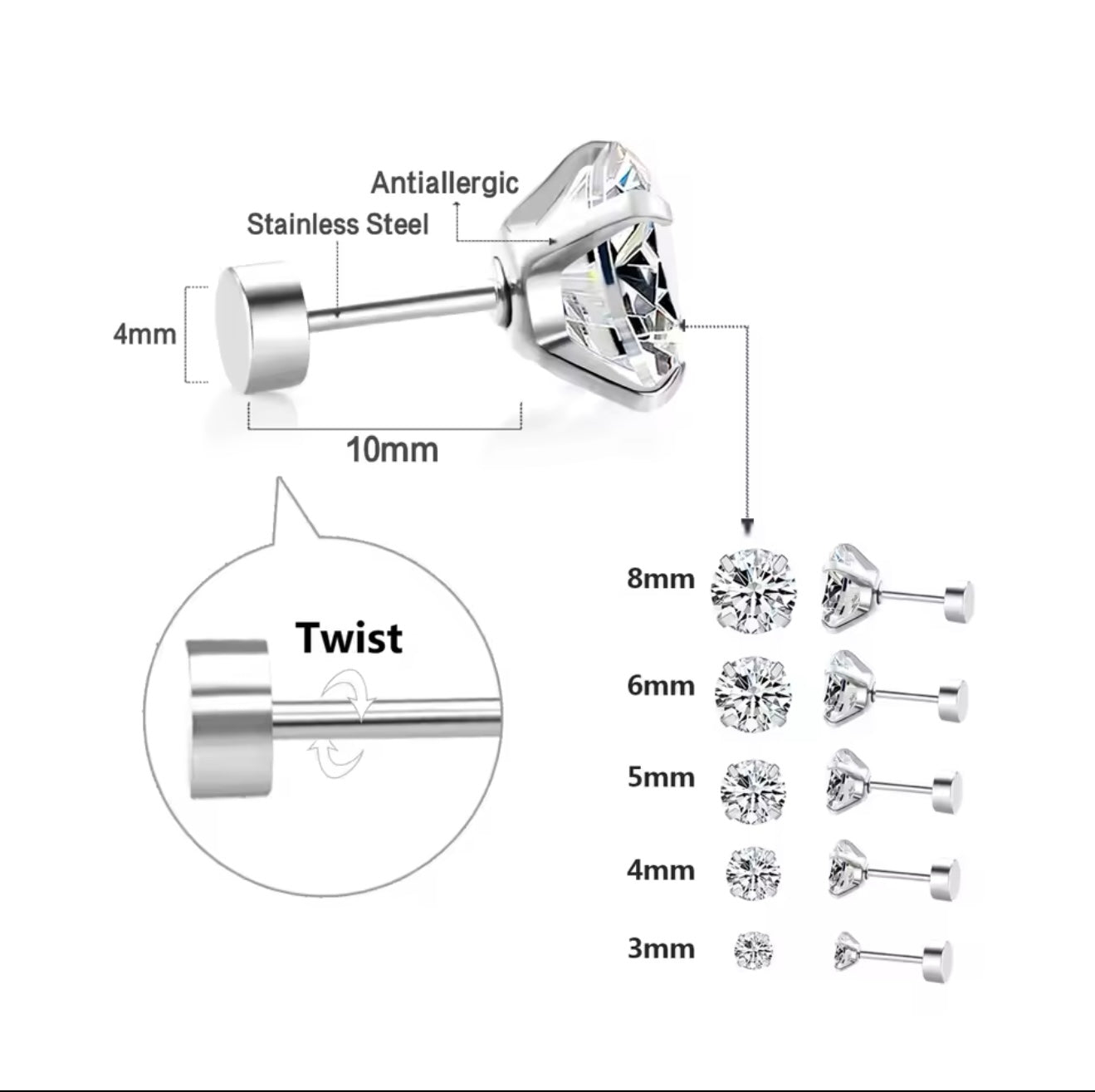 Aretes Acero Quirúrgico para atletas